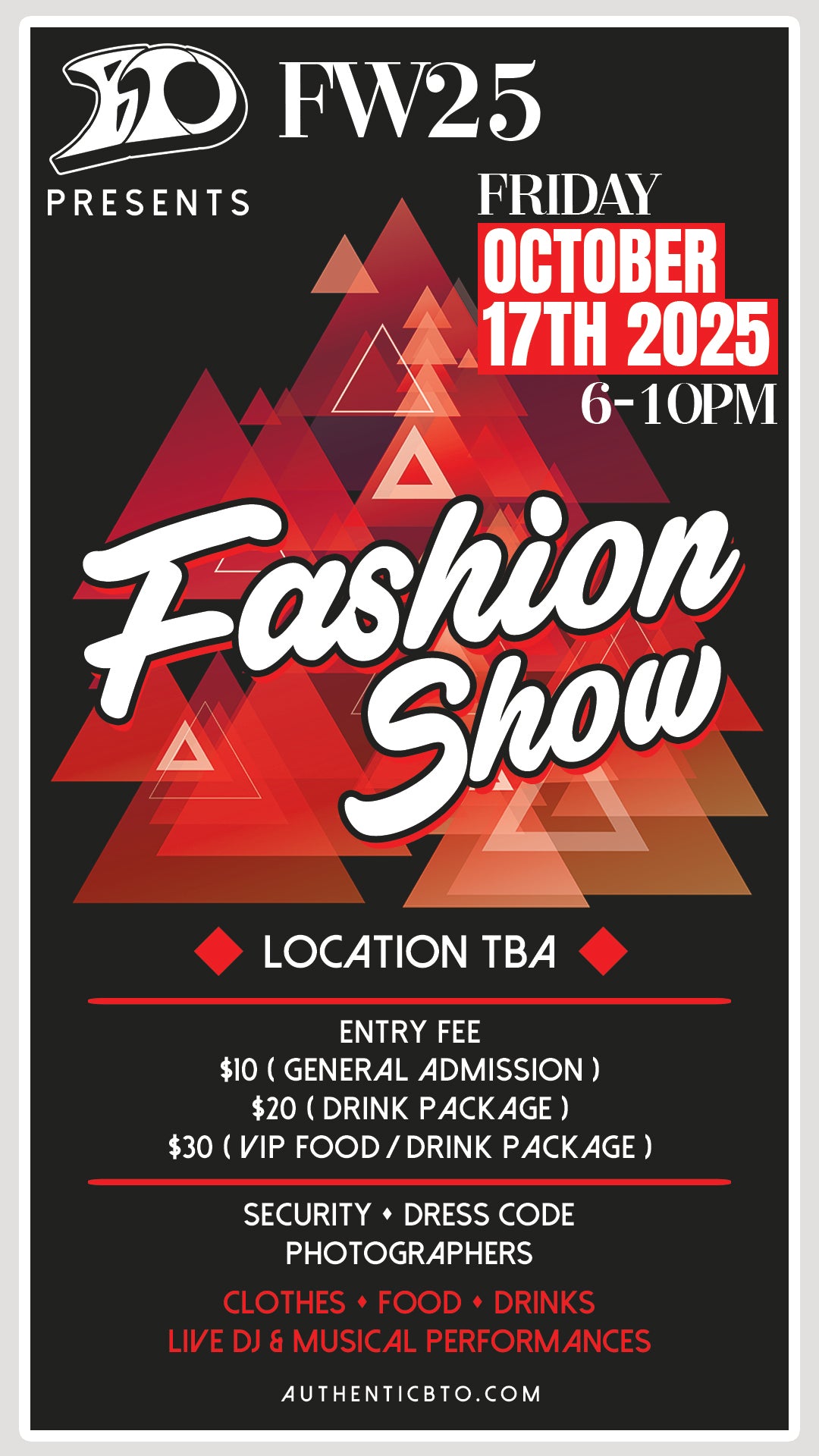 BTO FW25 Fashion Show Ticket (Drink Package)